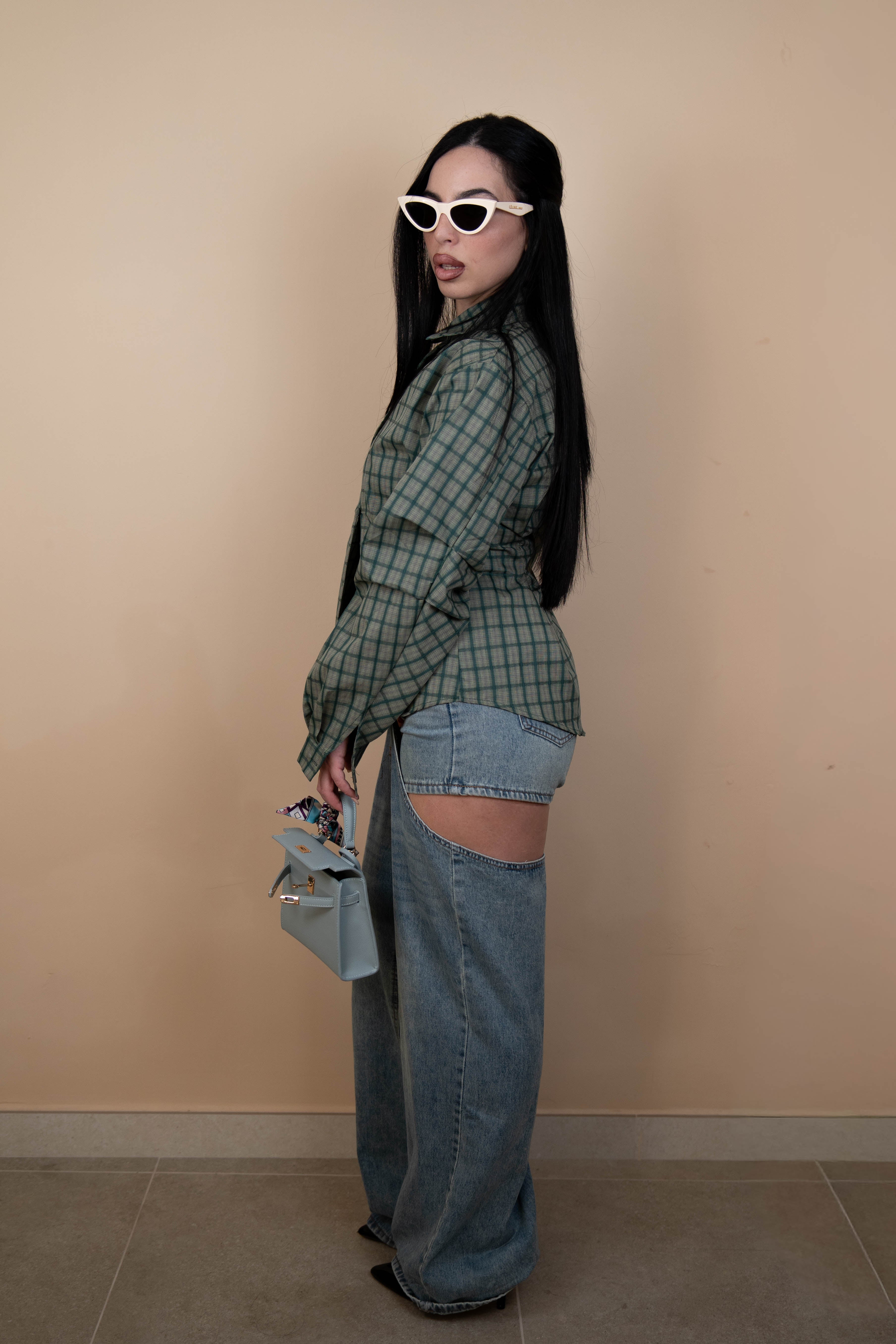 Camicia incrociata a quadri