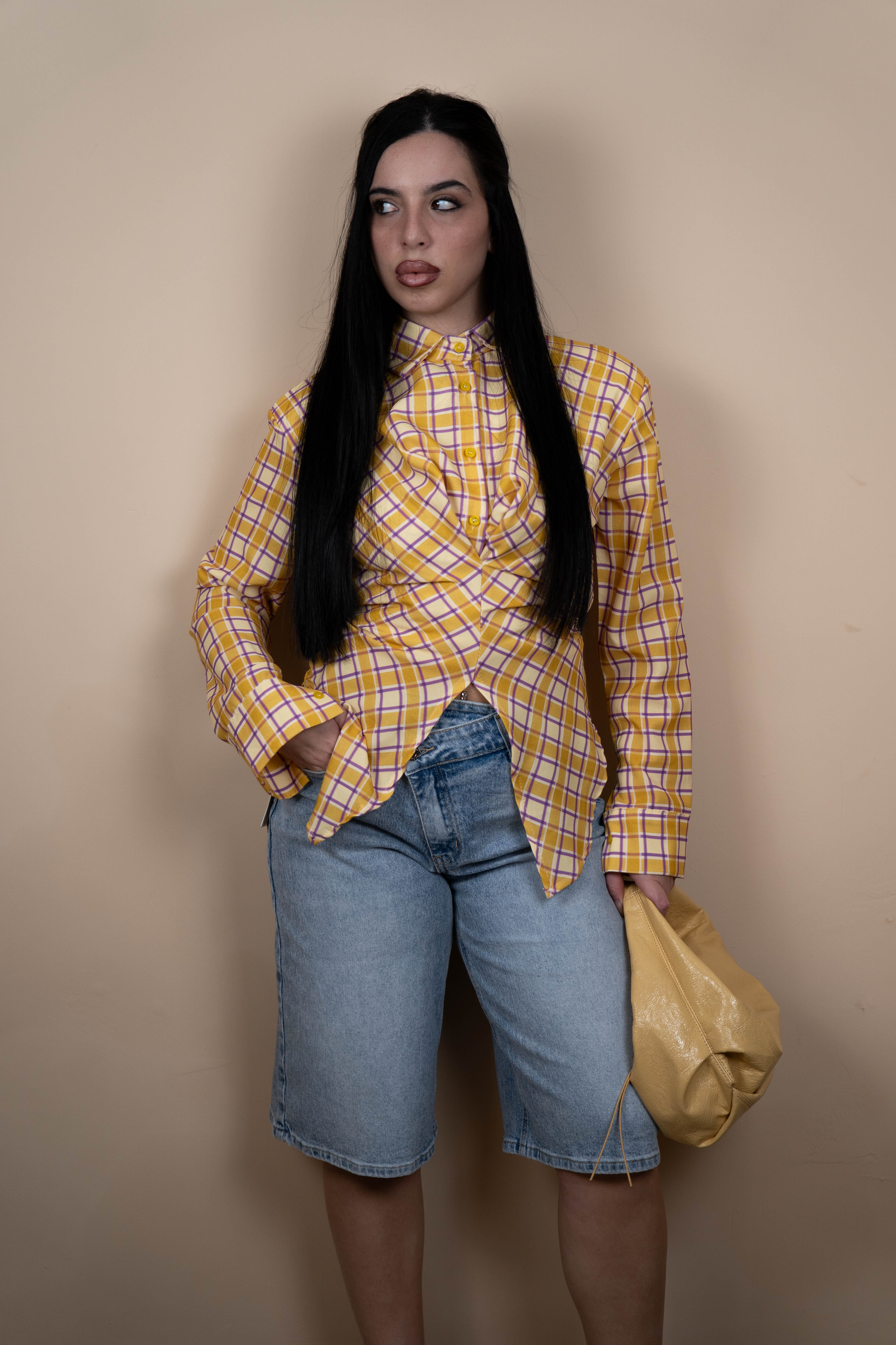 Camicia incrociata a quadri