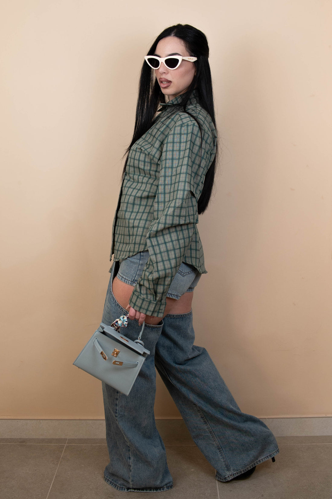 Camicia incrociata a quadri