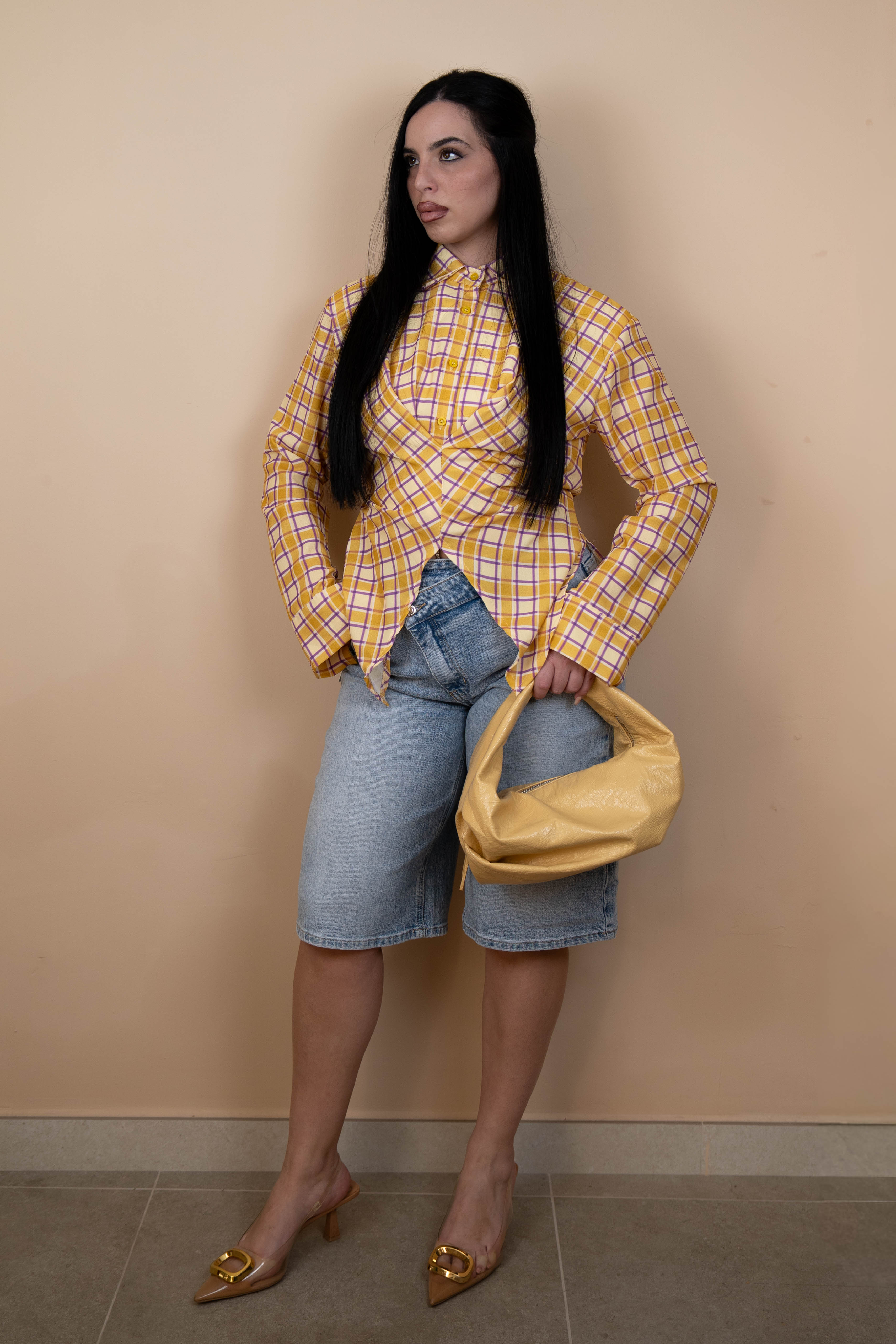 Camicia incrociata a quadri