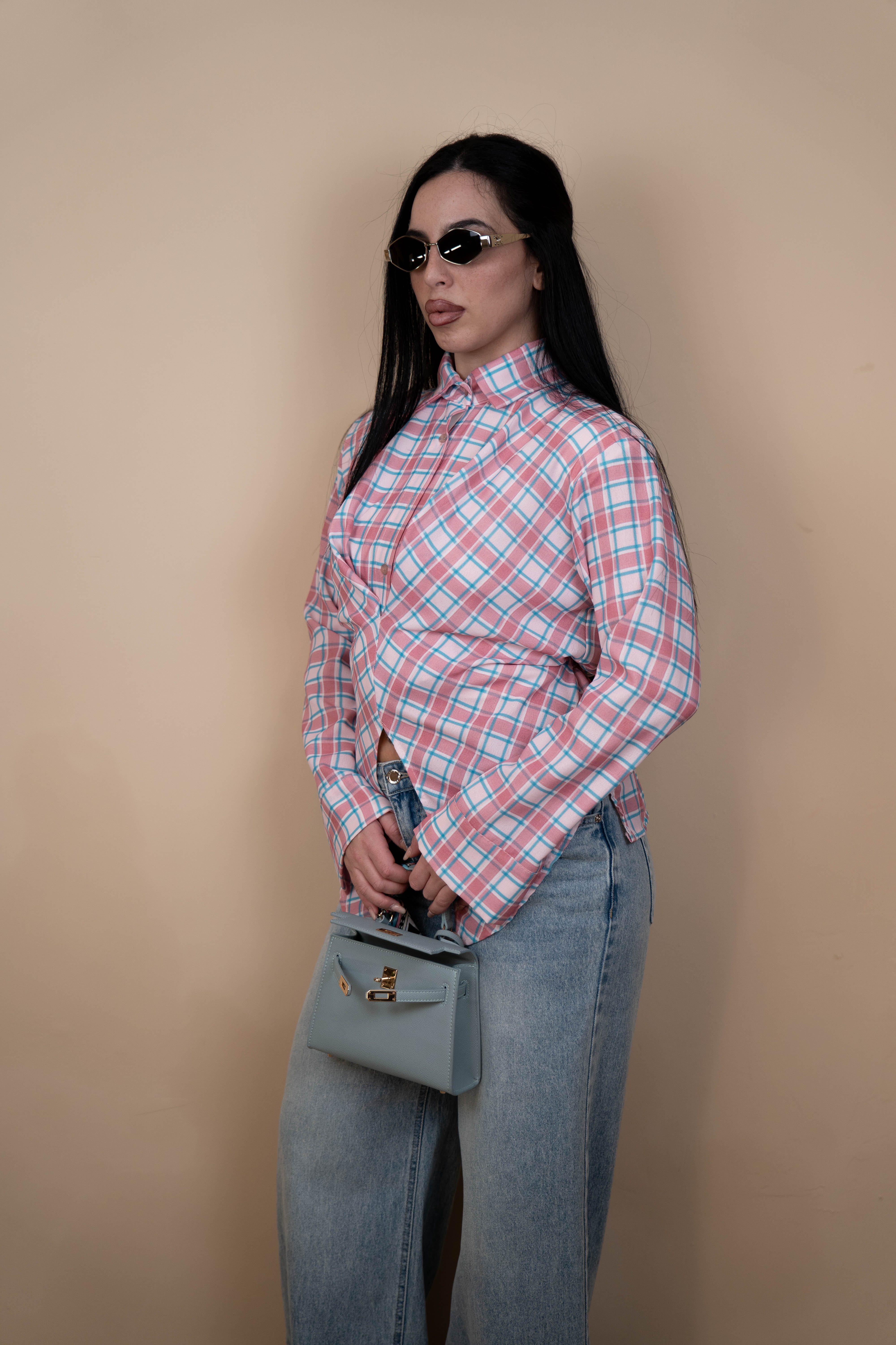 Camicia incrociata a quadri