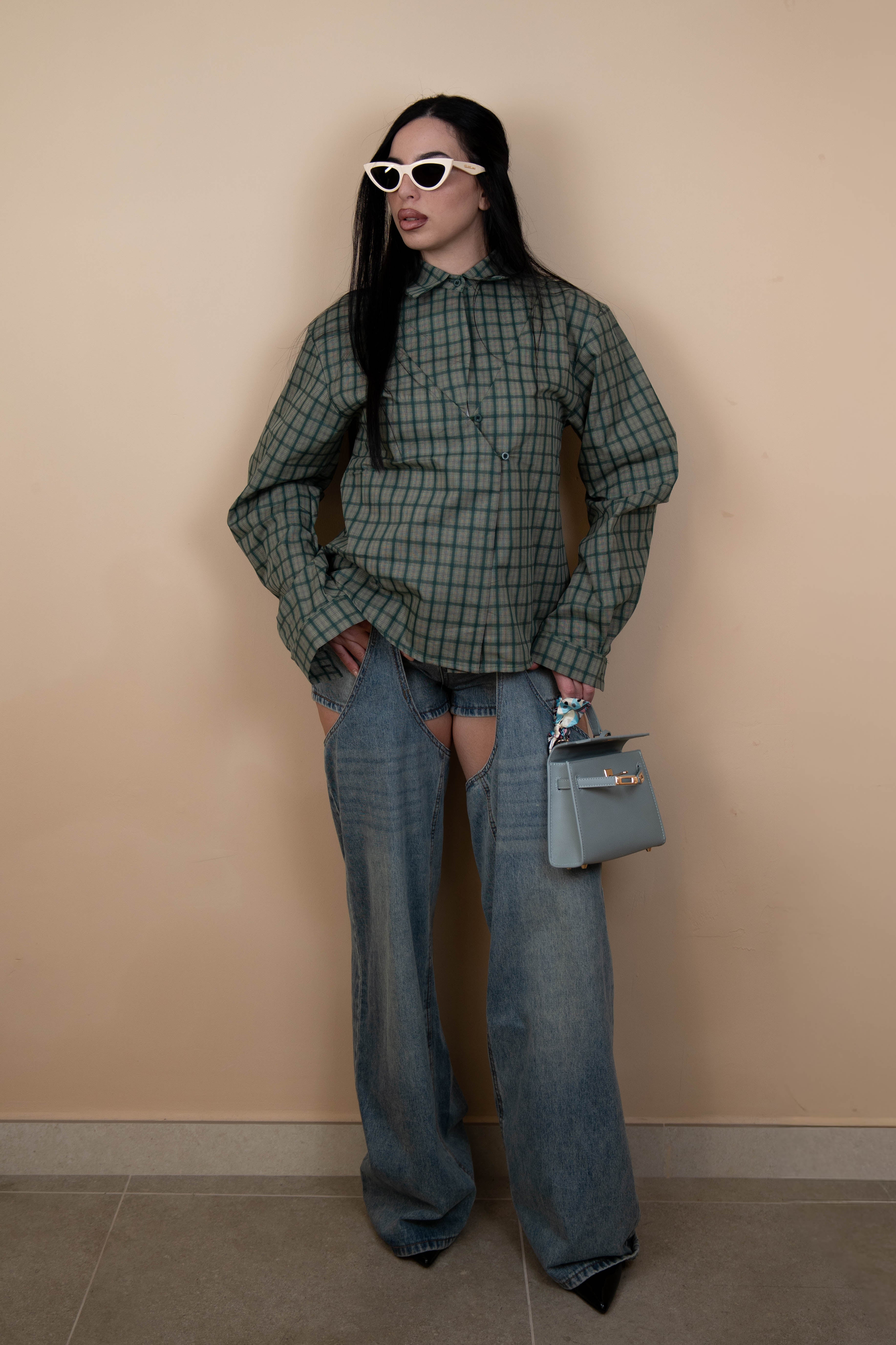 Camicia incrociata a quadri